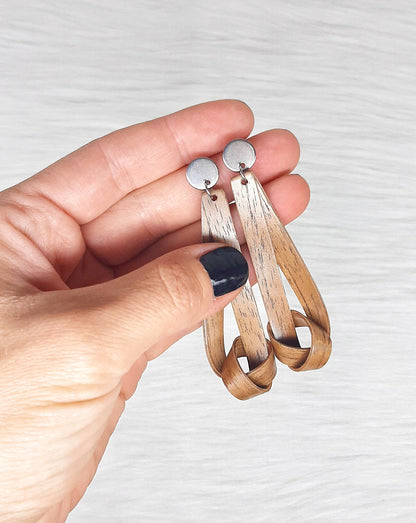 Long knot earrings with round post