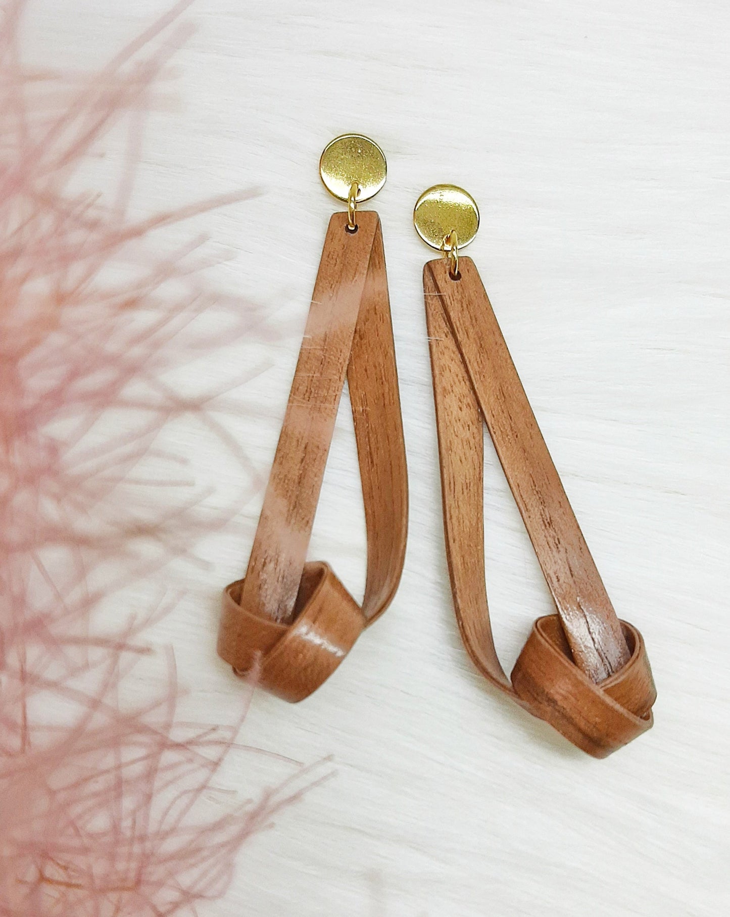 Long knot earrings with round post