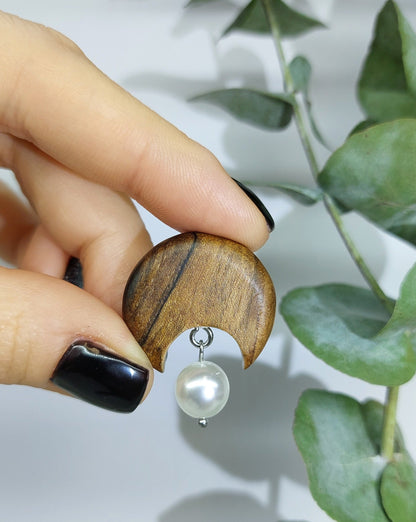 Celestial moon pearl studs