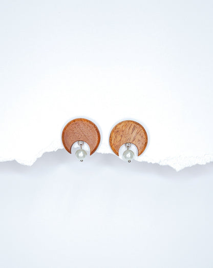 Celestial moon pearl studs